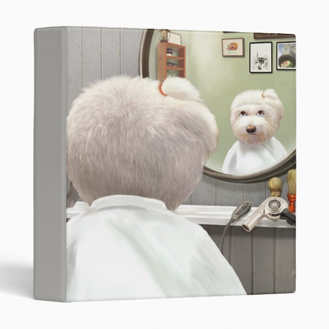 Miss Meow & Smile Pup: Barber Shop Breeze Art 3 Ring Binder (Front/Spine)