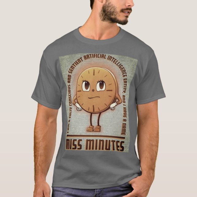 Miss Minutes AI Mascot Graphic T-Shirt (Front)