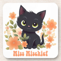 Miss Mischief Black Kitten Kawaii Chibi