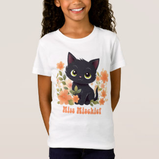 Miss Mischief Black Kitty Kawaii Chibi T-Shirt