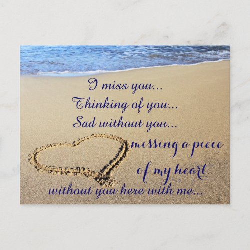 Miss Missing Sad Lonely Heart Broken Postcard