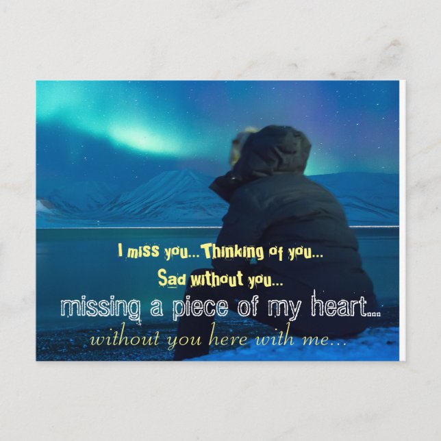 Miss Missing Sad Lonely Heart Broken Postcard (Front)