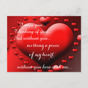Miss Missing Sad Lonely Heart Broken Postcard
