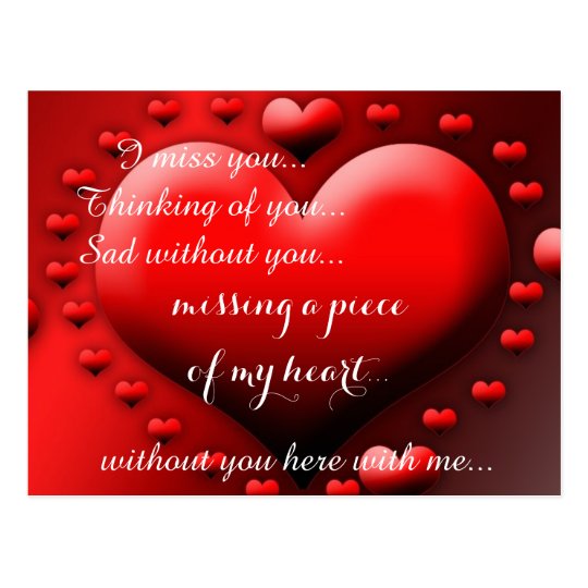 Miss Missing Sad Lonely Heart Broken Postcard | Zazzle.com