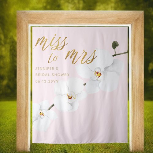 Miss Mrs Boho White Orchid Pink Bridal Backdrop
