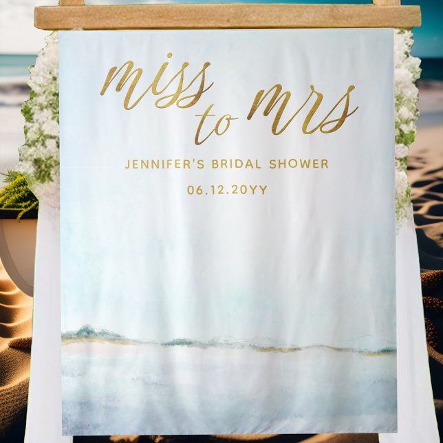 Miss Mrs Coastal Ocean Beach Bridal Backdrop (Creator Uploaded)