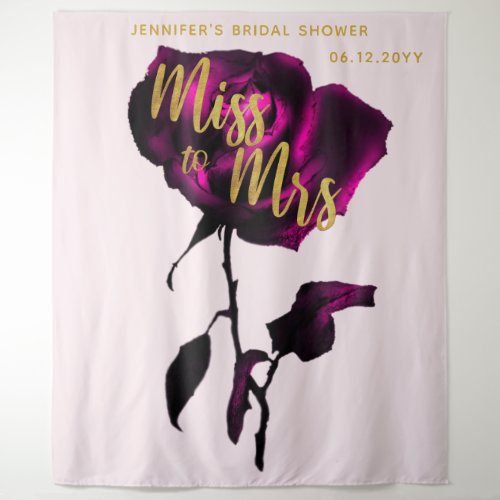 Miss Mrs Moody Purple Rose Pink Bridal Backdrop