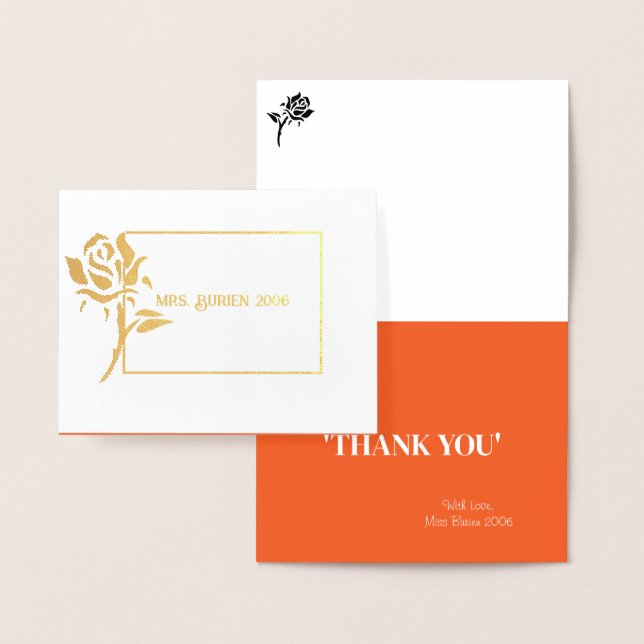 Miss Mrs. Pageant Rose Foil Custom Thank You  Card (Display)