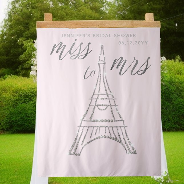 Miss Mrs Rhinestones Eiffel Pink Bridal Backdrop (Creator Uploaded)