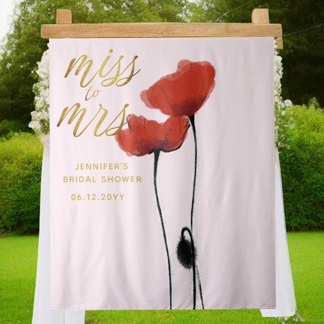 Miss Mrs Wildflower Red Poppy Pink Bridal Backdrop (Creator Uploaded)