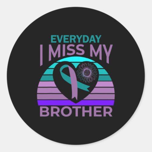 Miss My Brother Heart Ribbon Suicide Awareness Sis Classic Round Sticker