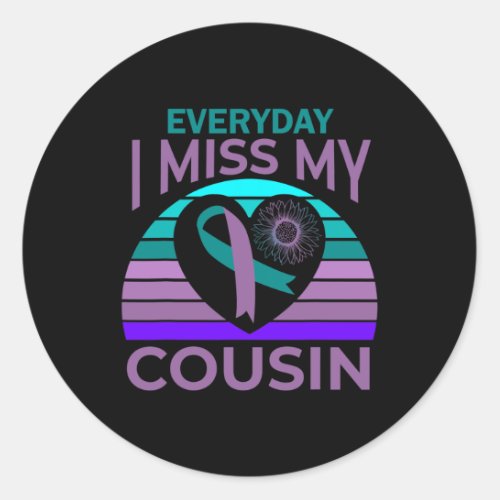 Miss My Cousin Heart Sunflower Suicide Awareness G Classic Round Sticker