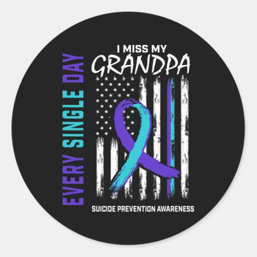 Miss My Grandpa Suicide Awareness Prevention Ameri Classic Round Sticker