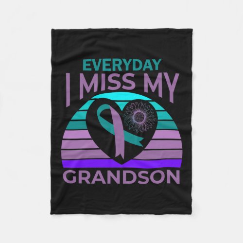 Miss My Grandson Heart Suicide Awareness Grandma G Fleece Blanket