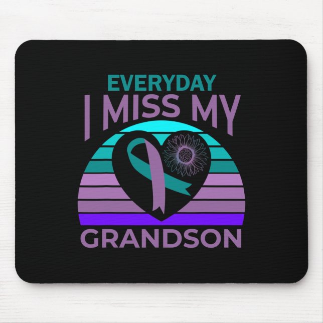 Miss My Grandson Heart Suicide Awareness Grandma G Mouse Pad (Front)