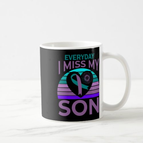 Miss My Son Heart Sunflower Suicide Awareness Mom  Coffee Mug