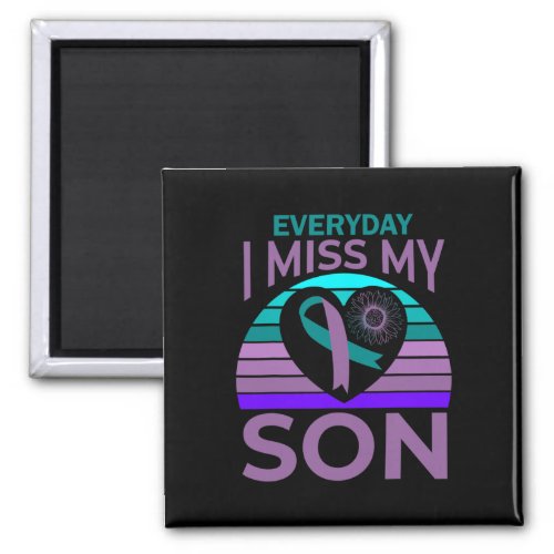 Miss My Son Heart Sunflower Suicide Awareness Mom  Magnet