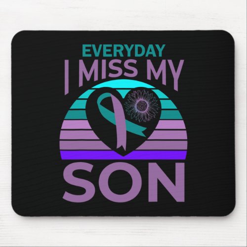 Miss My Son Heart Sunflower Suicide Awareness Mom  Mouse Pad