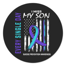 Miss My Son Suicide Awareness Prevention American  Classic Round Sticker