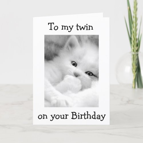 MISS MY TWINWISH WE COULD BE TOGETHER ON BIRTHDAY CARD
