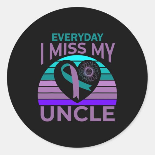Miss My Uncle Heart Sunflower Suicide Awareness Ni Classic Round Sticker