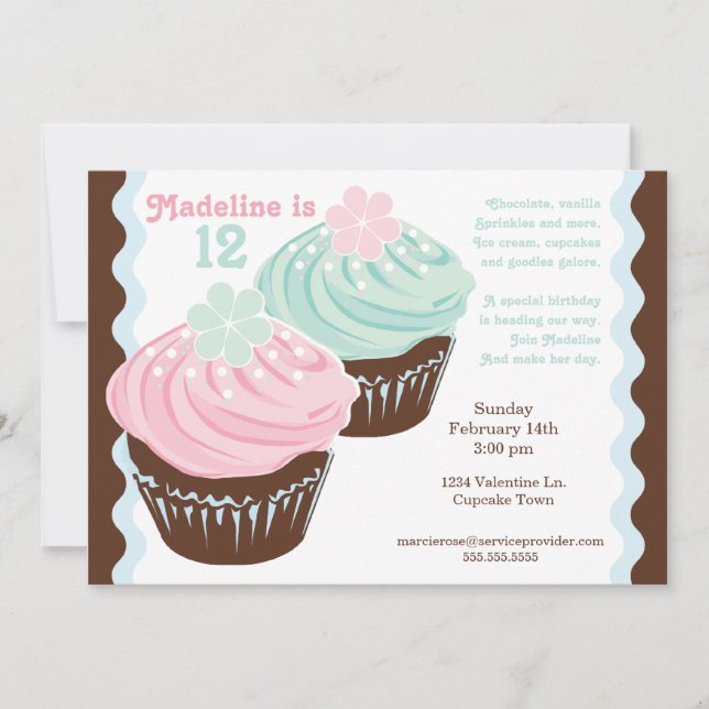 Miss 'N Nick Popular Cupcake Invitation (Front)