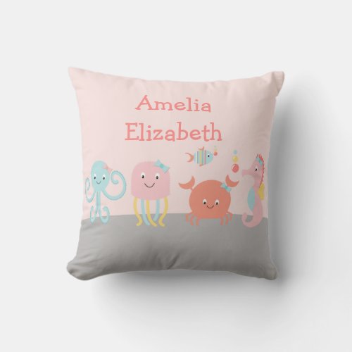 Miss Ocean Girly Sea Life Keepsake Pillow