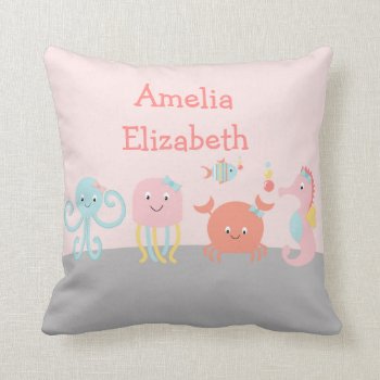 Miss Ocean Girly Sea Life Keepsake Pillow by Personalizedbydiane at Zazzle