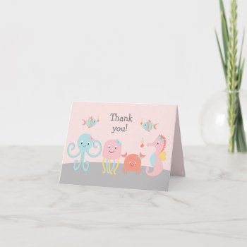 Miss Ocean Girly Sea Life Pink Thank You Card by Personalizedbydiane at Zazzle