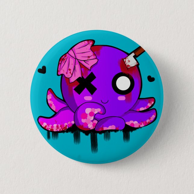 Miss Octopus Pinback Button (Front)