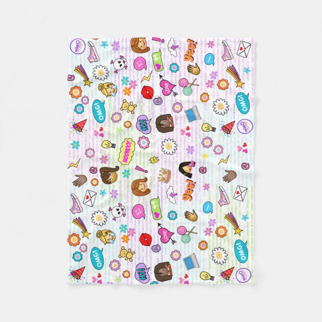 Miss Oji's Fleece blanket in White (Front)