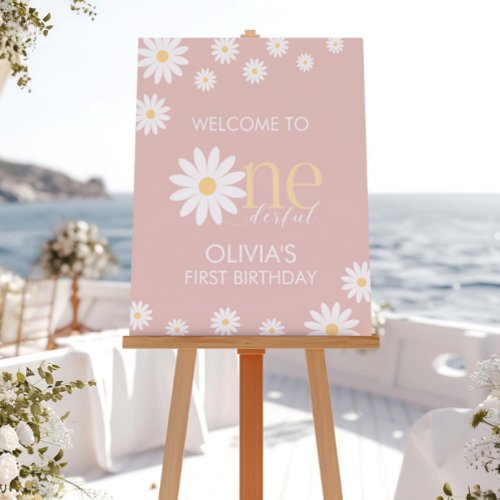 Miss Onederful 1st Birthday Daisy Welcome Sign