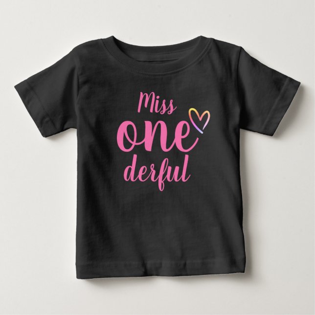 Miss Onederful Baby Girls First Birthday Shirt (Front)
