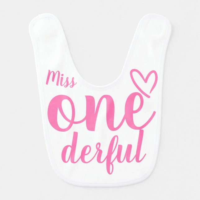 Miss Onederful - Baby's First Birthday Baby Bib (Front)