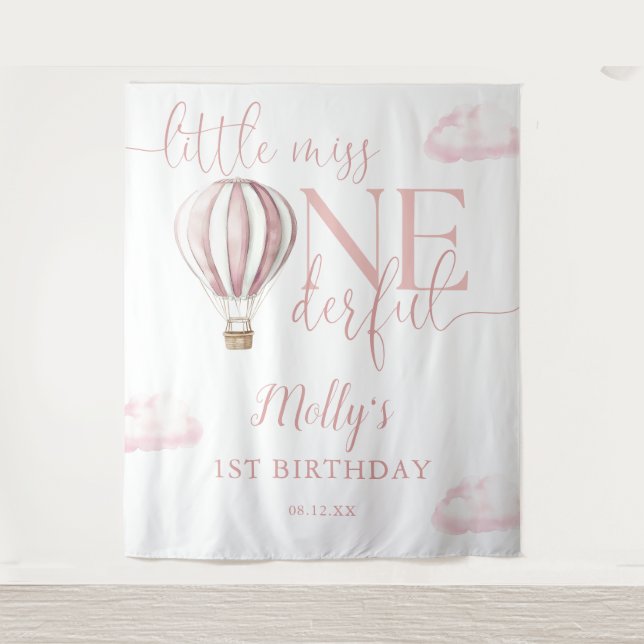 Miss Onederful Balloon 1st Birthday Photo Backdrop (Front)