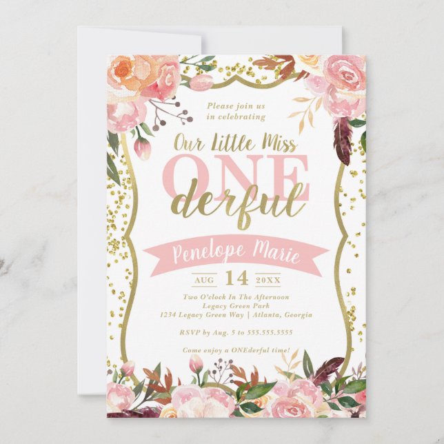 Miss ONEderful Birthday Party Invitation (Front)