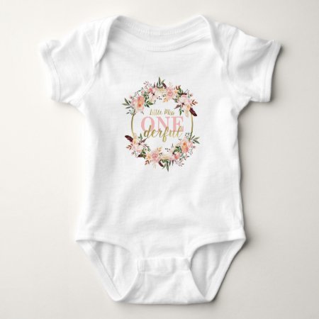 Miss Onederful Birthday Shirt, Boho, Floral Toddle Baby Bodysuit