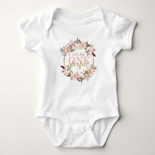 Miss ONEderful Birthday Shirt Boho Floral Toddle Baby Bodysuit