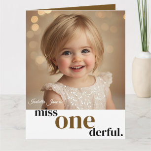 Miss ONEderful First Birthday Card