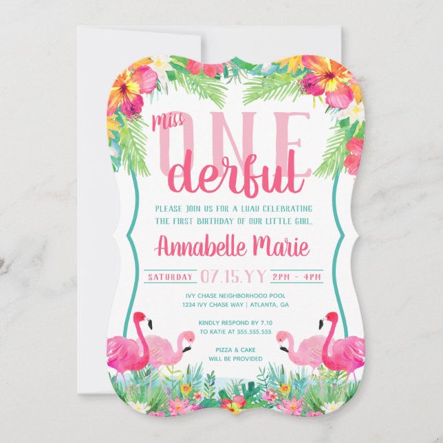Miss ONEderful First Birthday Luau Invitation (Front)