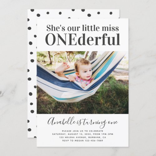 Miss Onederful Girls First Birthday Party Invitation