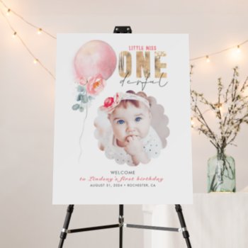 Miss Onederful Pink 1st Birthday Photo Welcome Foam Board by lovelywow at Zazzle