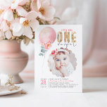 Miss Onederful Pink Balloon 1st Birthday Photo Invitation<br><div class="desc">Cute pink floral balloon garland first birthday invitations - LITTLE MISS ONEDERFUL</div>