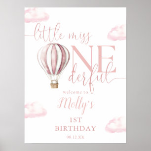 Miss Onederful Pink Balloon 1st Birthday Welcome  Poster