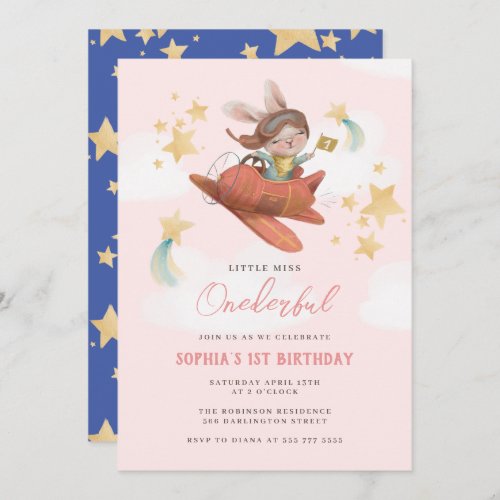 Miss Onederful Starry 1st Birthday Invitation