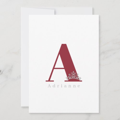 Miss Pageant Bridal Crown Flat Note Card_Cranberry