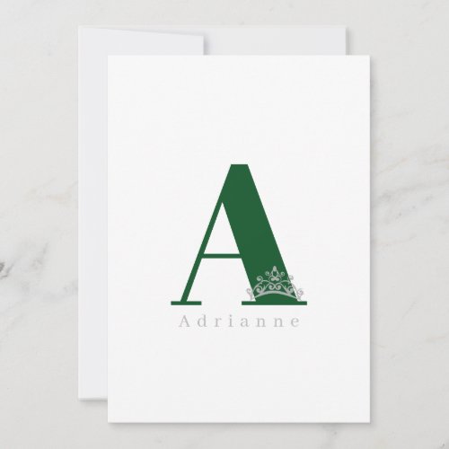 Miss Pageant Bridal Crown Flat Note Card_Emerald