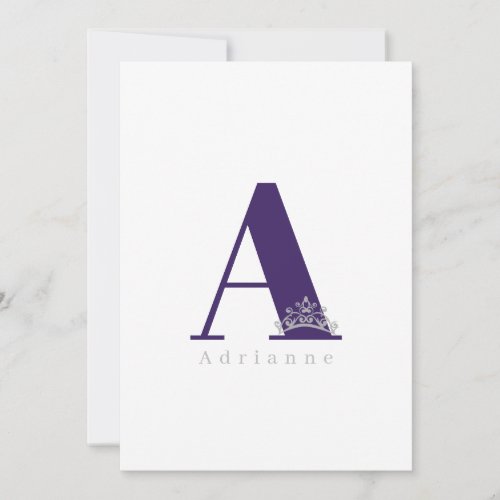Miss Pageant Bridal Crown Flat Note Card_Purple