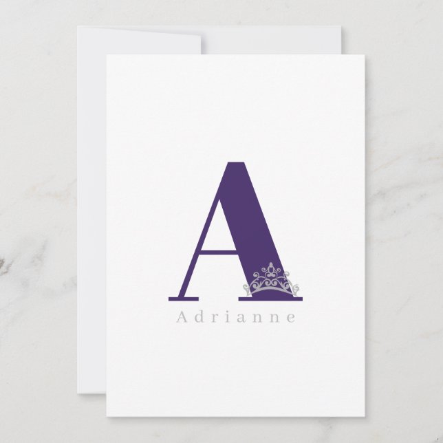 Miss Pageant Bridal Crown Flat Note Card-Purple Card (Front)