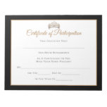 Miss Pageant Certificates-Particptn Notepad
